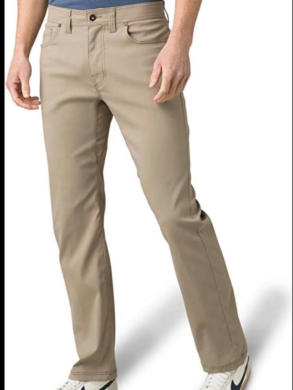 Prana Slim Fit Breathe Men's Straight Leg Chinos in Light Khaki